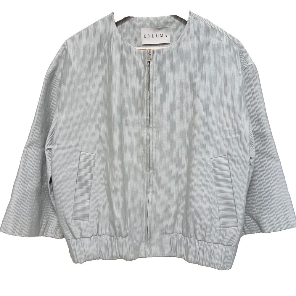 BYLUMA pinstripe bomber Luxury Spain Light Green Sz L, EU 42